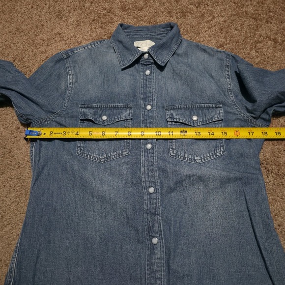 J Crew Jeans Denim Shirt Womens 4 Blue Western Pearl Snap Long Sleeve Chambray - Picture 6 of 8